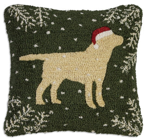 Christmas Yellow Lab Pillow 18 x 18"