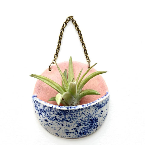 Ceramic Planter Pocket Rhubarb/Blue Speckle