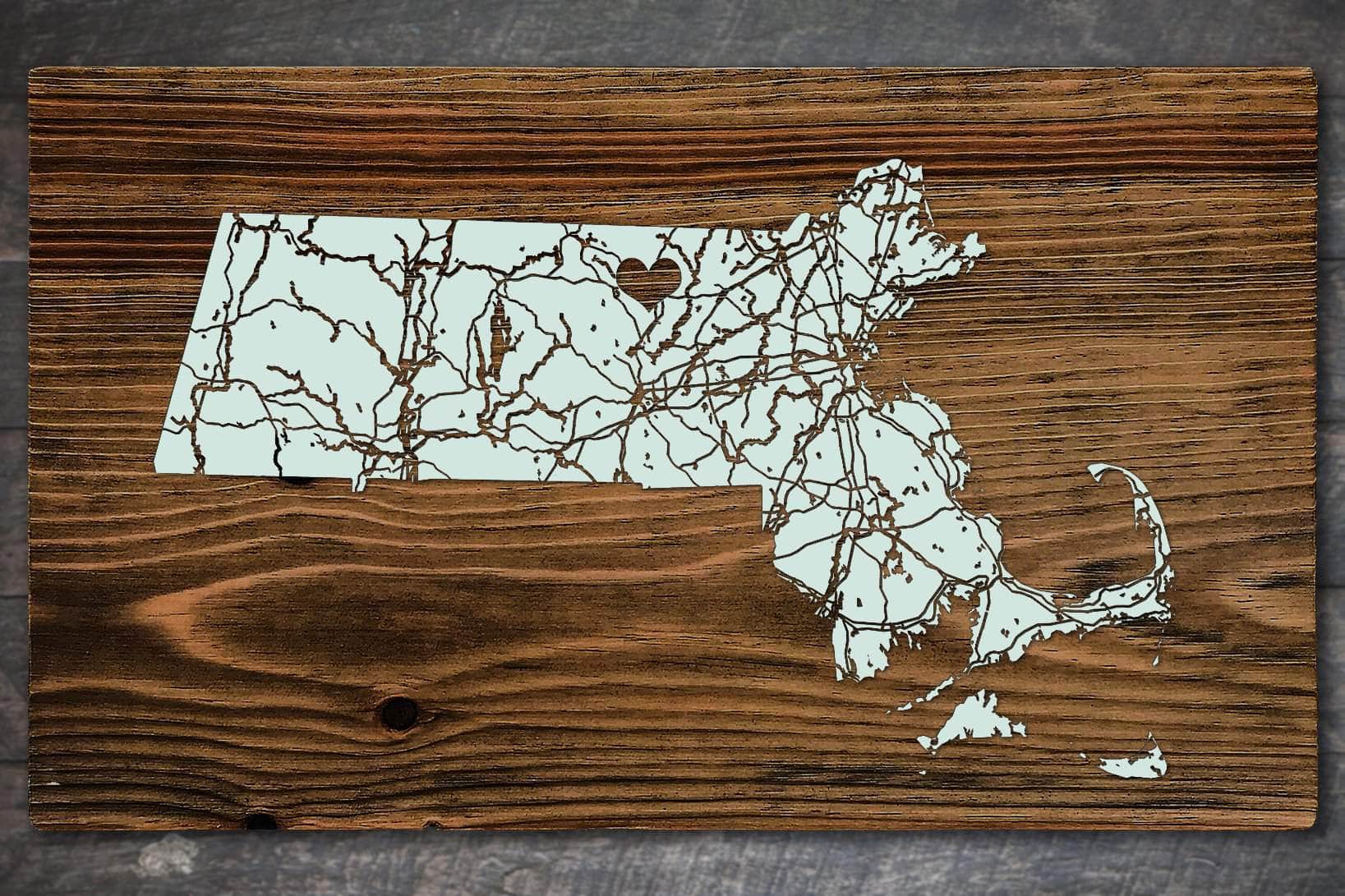 Seaglass MA Wooden Map