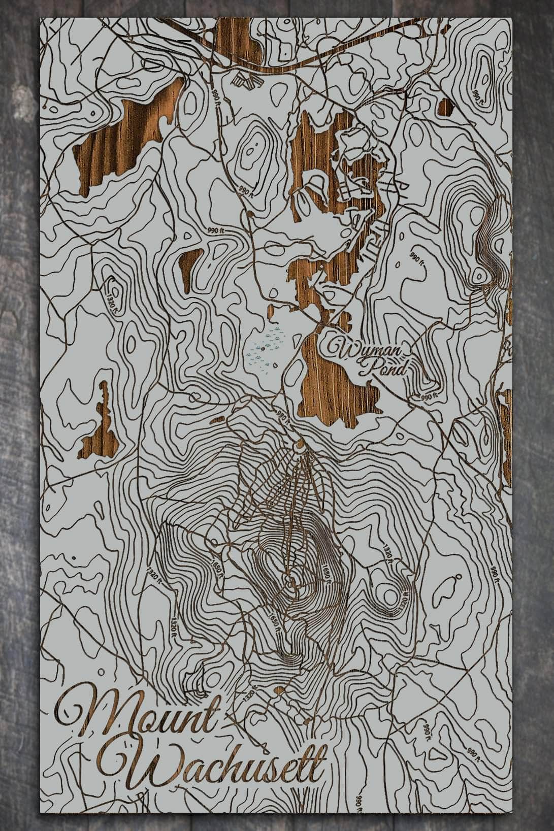 Gray Wachusett Wooden Map