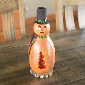 Flurry Natural Snowman Gourd Luminary