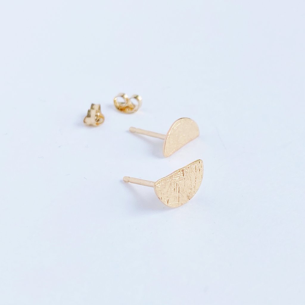 Gold Half Moon Studs