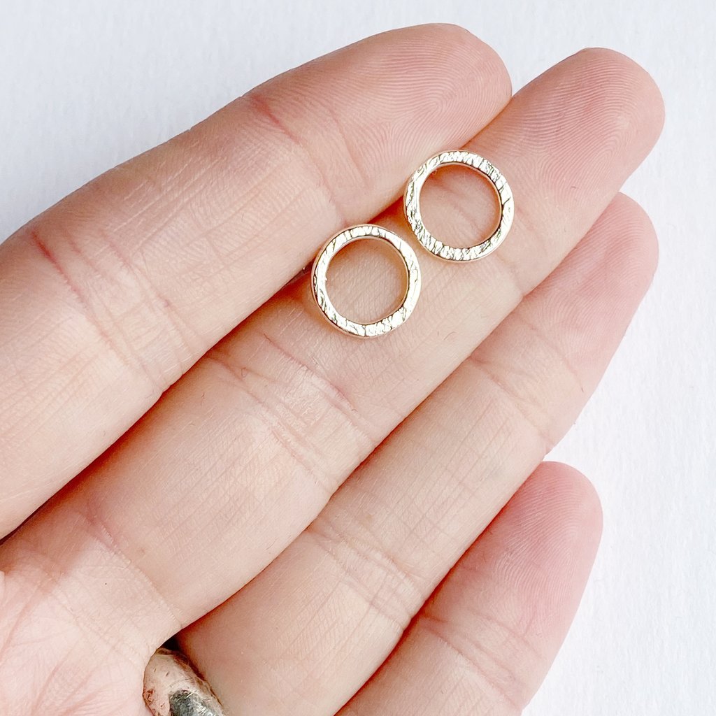 Gold Mini Halo Stud Earrings