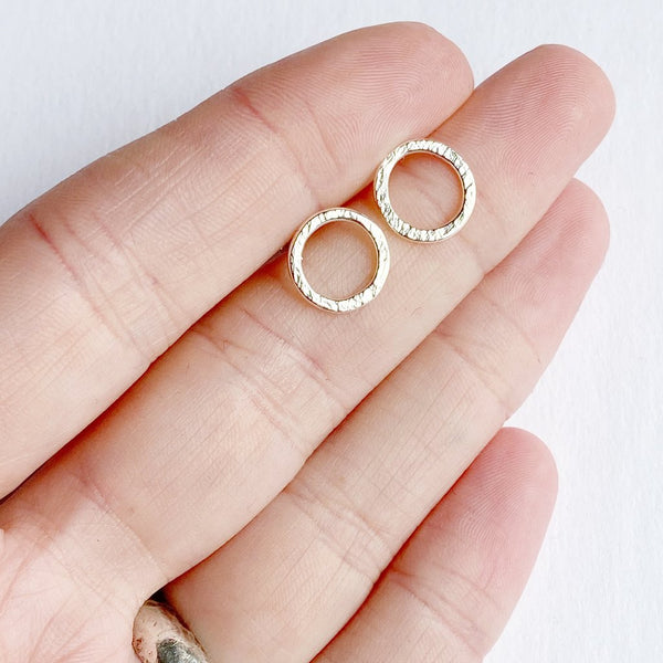 Gold Mini Halo Stud Earrings