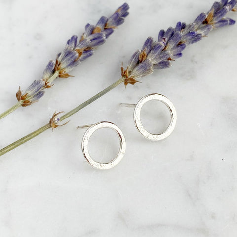 Silver Mini Halo Stud Earrings