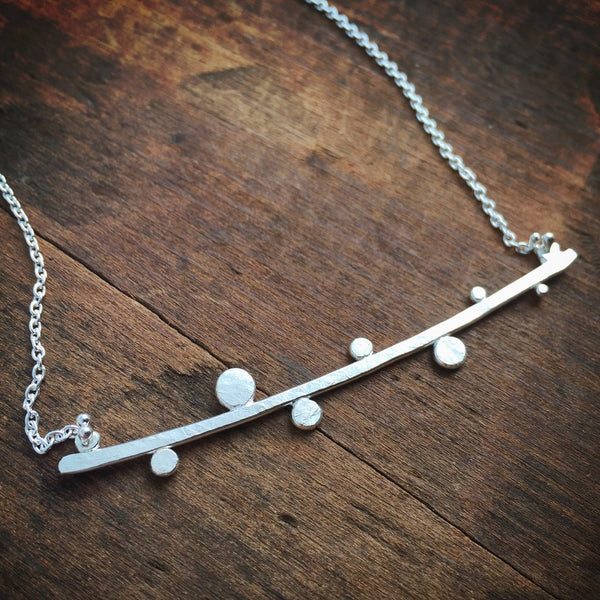 Silver Dotted Twig Necklace