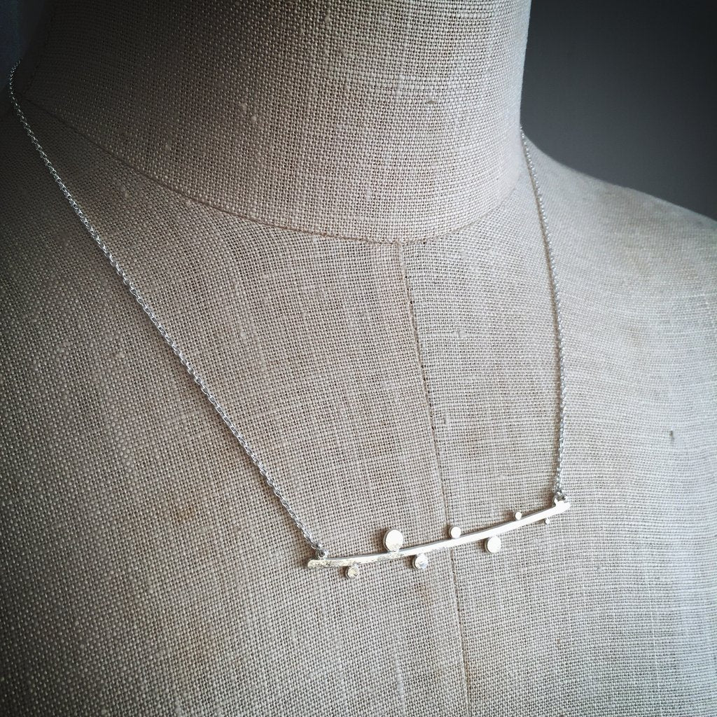 Silver Dotted Twig Necklace