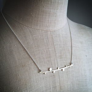 Silver Dotted Twig Necklace
