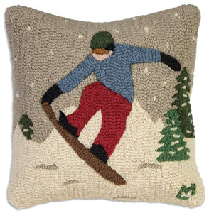 Snowboarder Pillow 18 x 18"