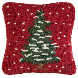 Red Flurries Tree Pillow 14 x 14"