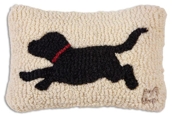 Running Black Dog Pillow 8x12"