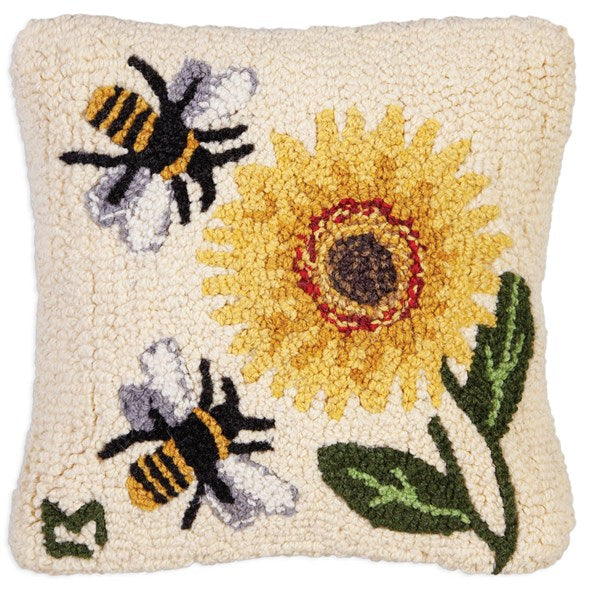 Sunflower Bees Pillow 14"