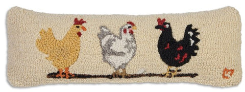 Three Hens Pillow 8 x 24"