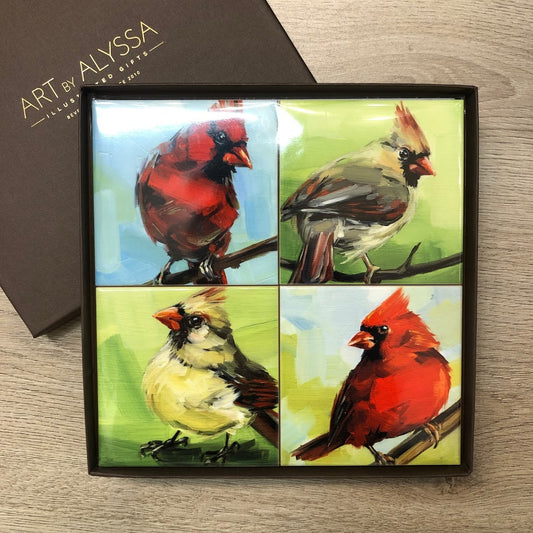 Summer Cardinal Coaster Set